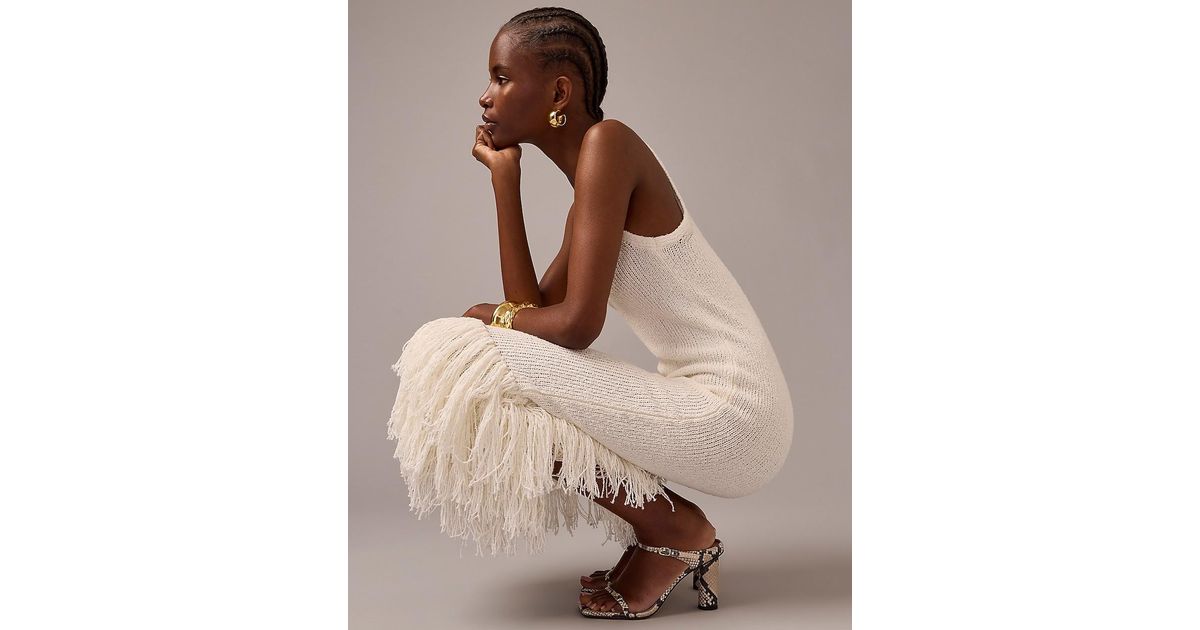 J.Crew Fringe-Trim Sweater-Dress in Brown | Lyst J.Crew Fringe-Trim Sweater-Dress in Brown | Lyst