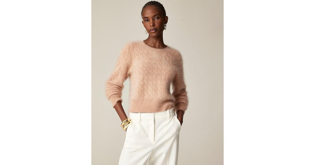 J.Crew Brushed Cashmere Cable-Knit Sweater in Pink | Lyst J.Crew Brushed Cashmere Cable-Knit Sweater in Pink | Lyst