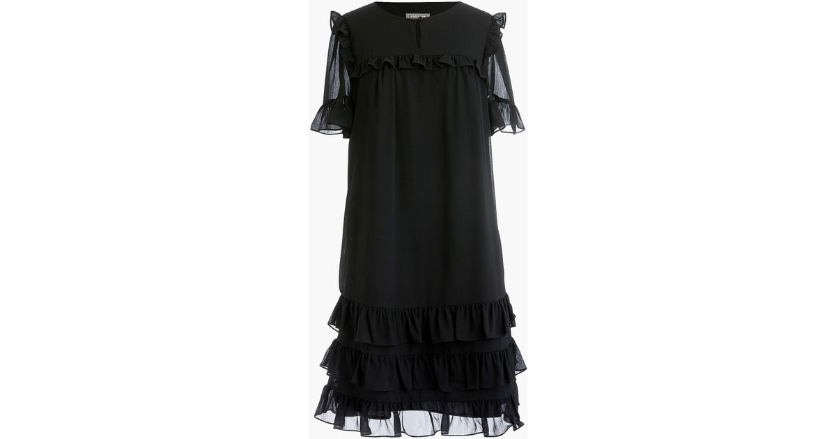 point sur ruffle dress in crinkle chiffon