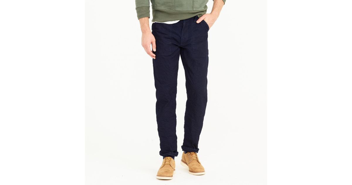 wallace & barnes carpenter pant in japanese rinsed indigo denim