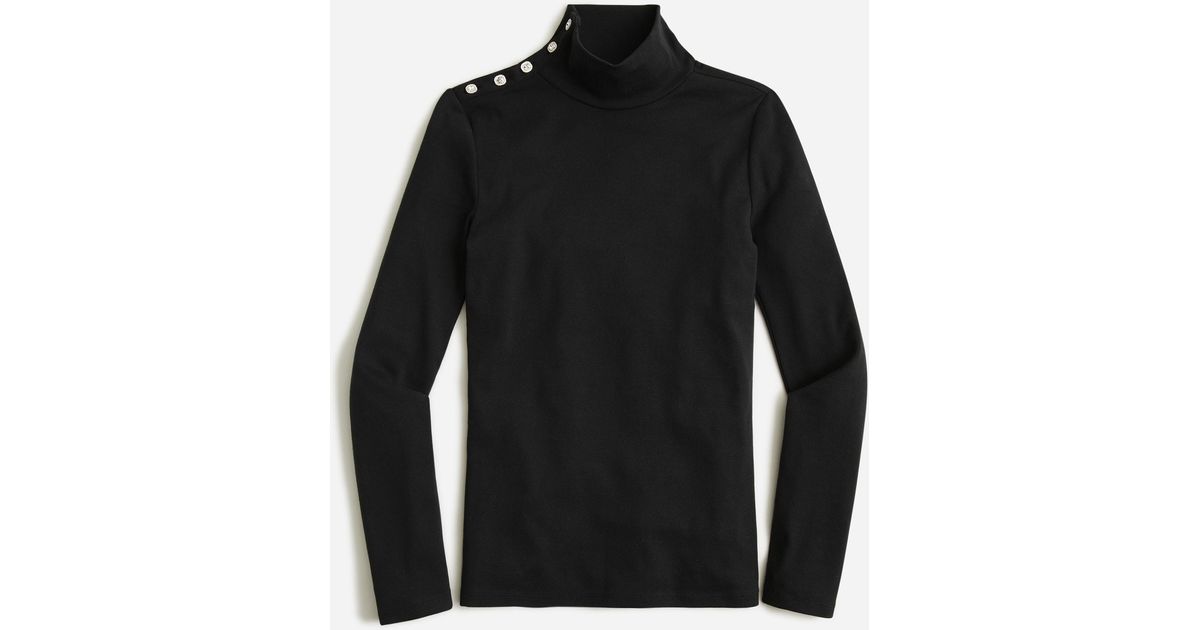 J.Crew Perfect-fit Turtleneck With Jewel Buttons in Black | Lyst