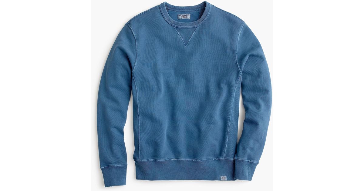 J.Crew Cotton Wallace & Barnes Garment-dyed Crewneck Sweatshirt in Blue for Men - Lyst