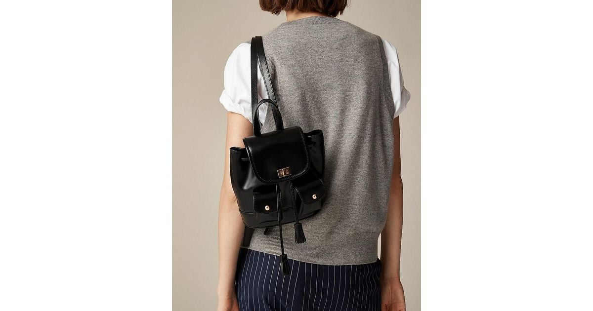 J.Crew Small Leather Backpack in Black Lyst