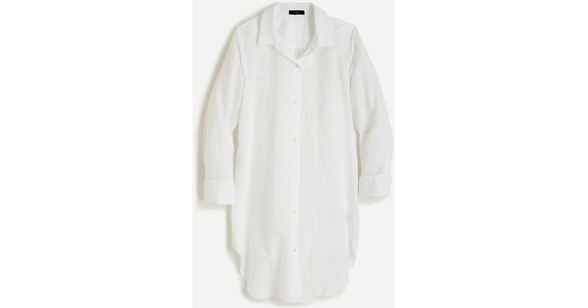 J.Crew Button-up Beach Cover-up In Linen-cotton in White - Lyst