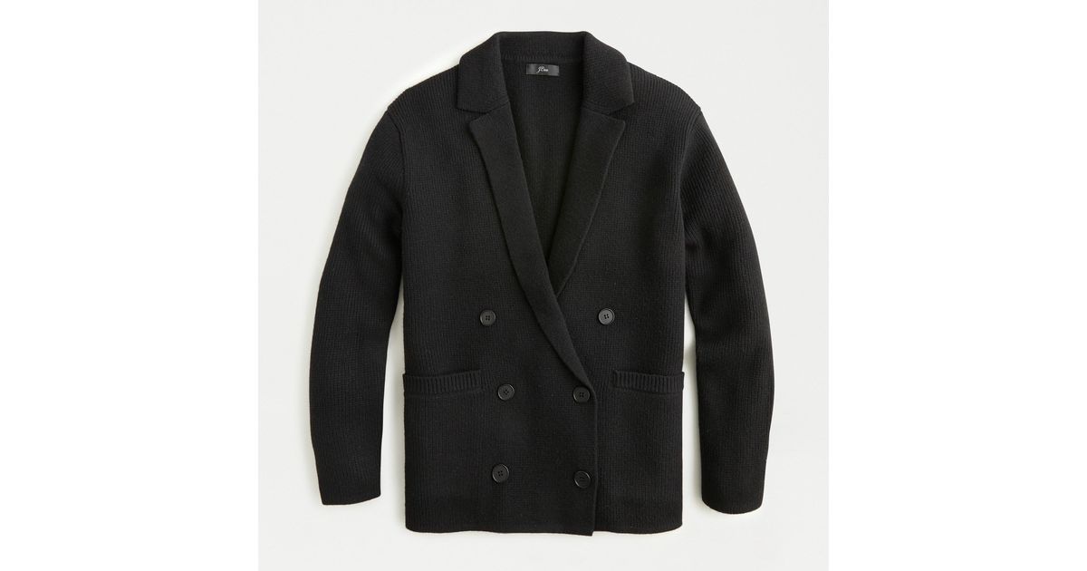 J.Crew Wool Double-breasted Sweater-blazer in Black - Lyst