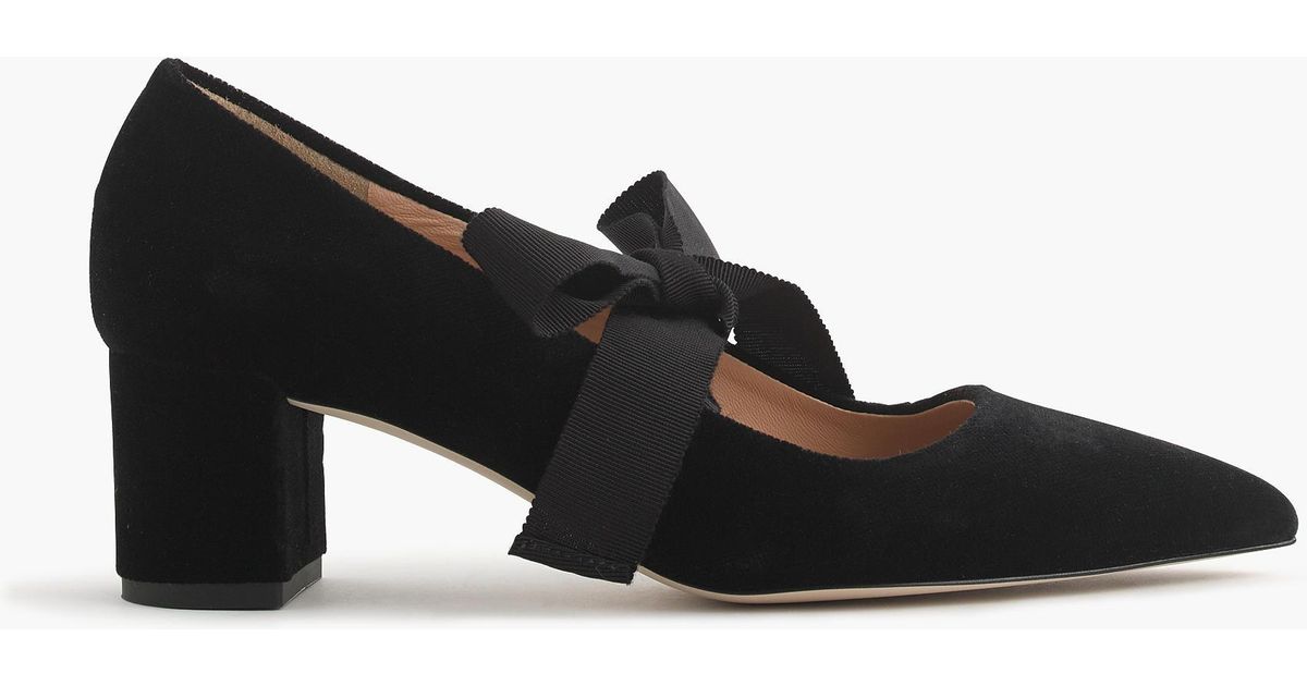 J.Crew Avery Velvet Pumps With Bow in 
