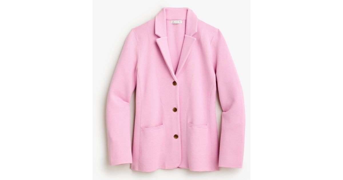 J.Crew Contrasttrim Waisted Sweaterblazer in Pink Lyst