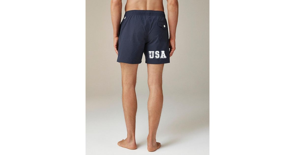 J.Crew Limited-Edition Usa Swimming X 6' Stretch Swim Trunk With Econyl ...