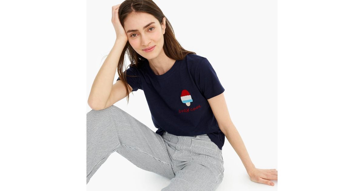 J Crew Cotton Banner Day X Stay Cool Crewneck T Shirt In Navy