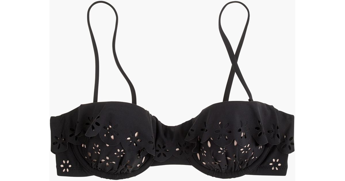 J.Crew Synthetic Scalloped Ruffle Demi Underwire Bikini Top In Laser