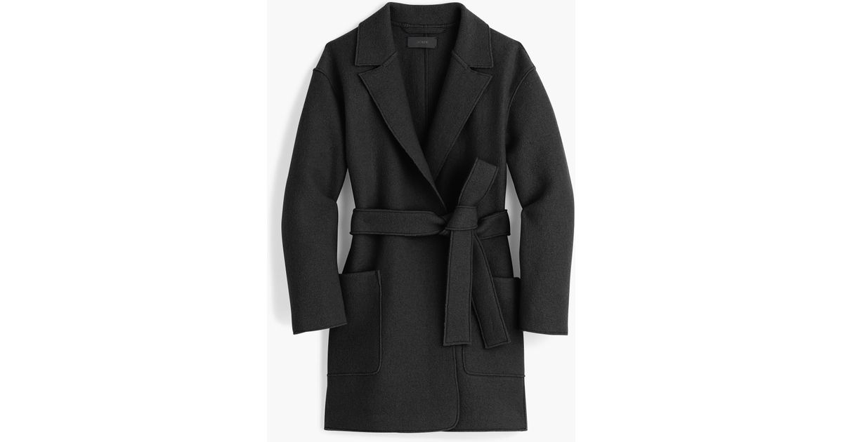 black wool wrap coat