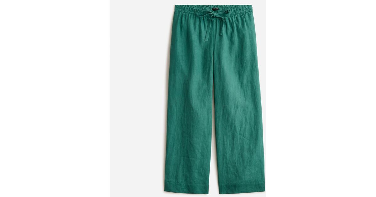 J.Crew Wide-leg Seaside Pant In Linen in Green