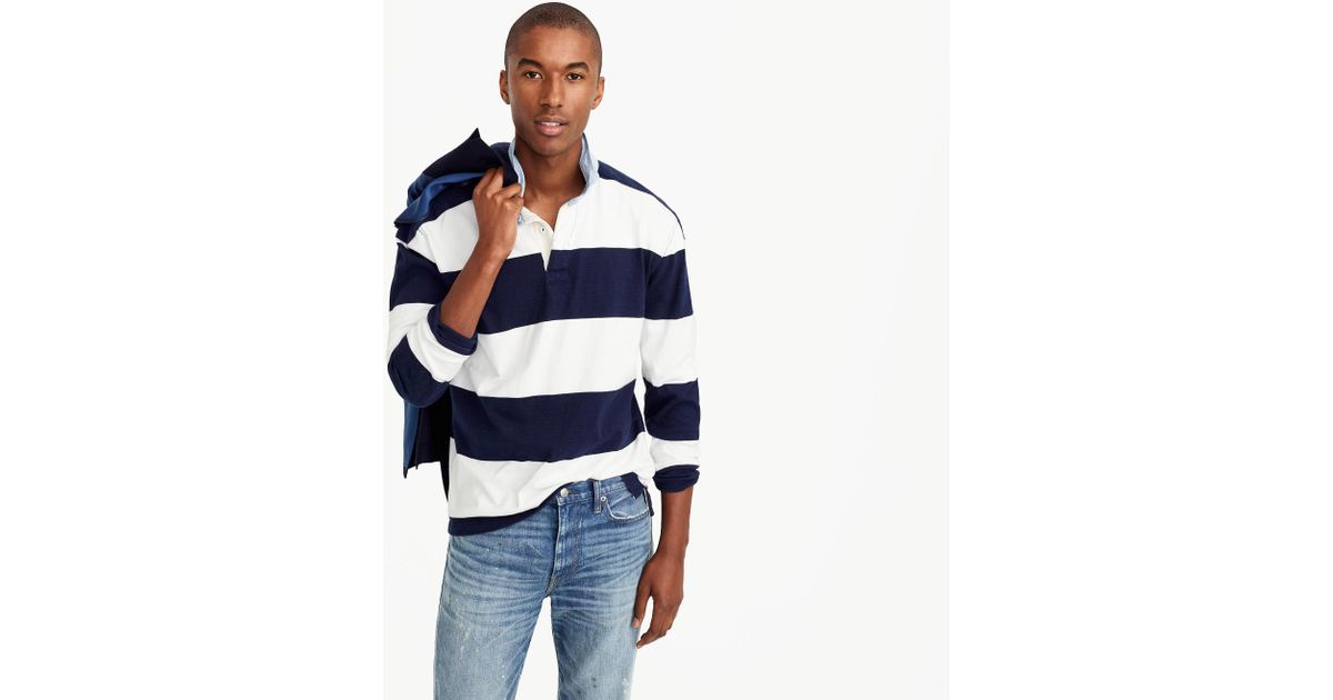 J.Crew Rugby Shirt In Blue-and-white Stripe for Men | Lyst