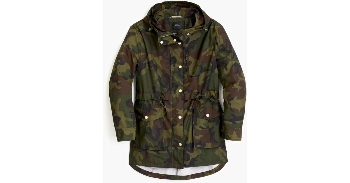 J.Crew Perfect Rain Jacket In Camo in Green Lyst