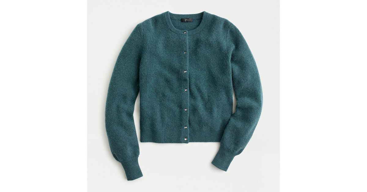 ribbed cardigan with jeweled buttons in supersoft yarn
