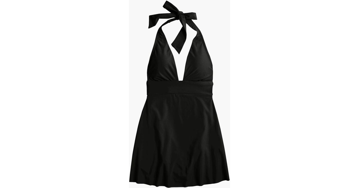 black halter swim dress