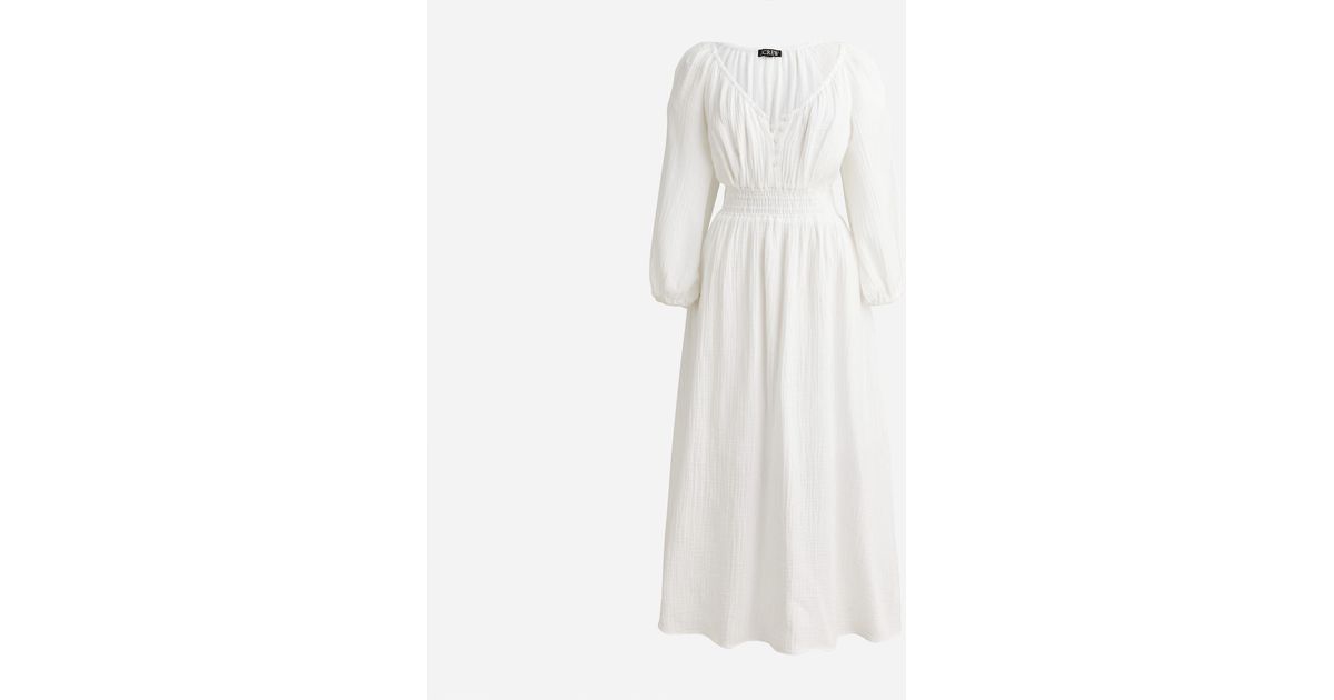 J.Crew Vneck Midi Dress In Soft Gauze in White Lyst