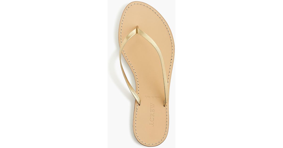 j crew gold flip flops