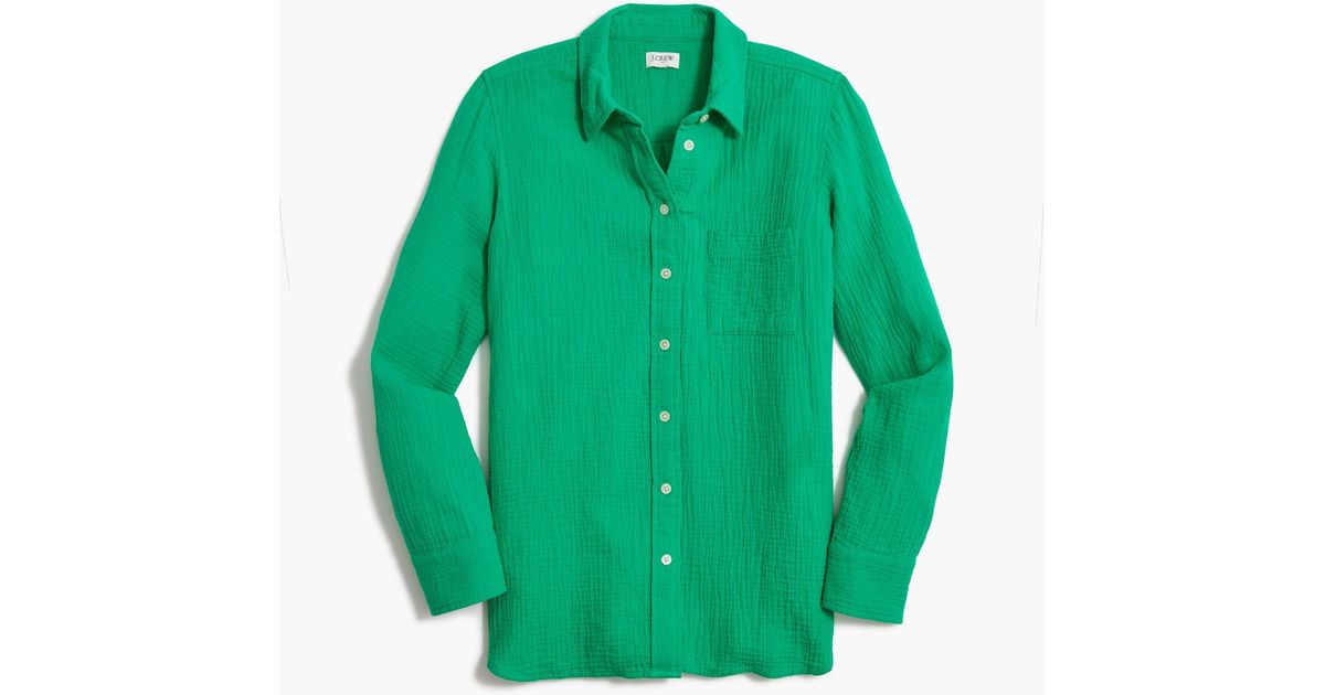 J.Crew Gauze Buttondown Shirt in Green Lyst