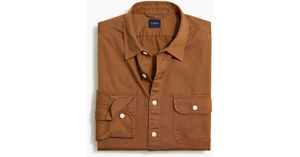 J.Crew Cotton Twill Utility Shirt in Brown for Men | Lyst