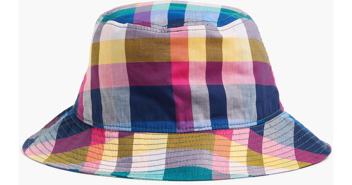 J.Crew Cotton Mixed-plaid Bucket Hat in Blue | Lyst