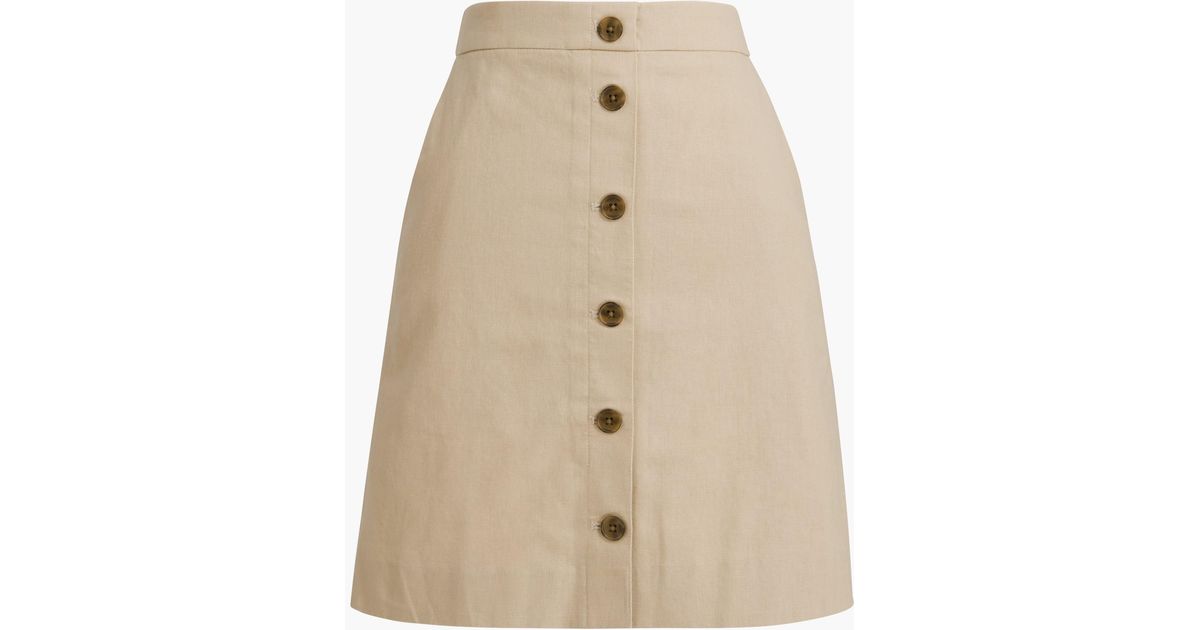 Lyst in J.Crew Natural | Mini Skirt Button-front Linen-blend