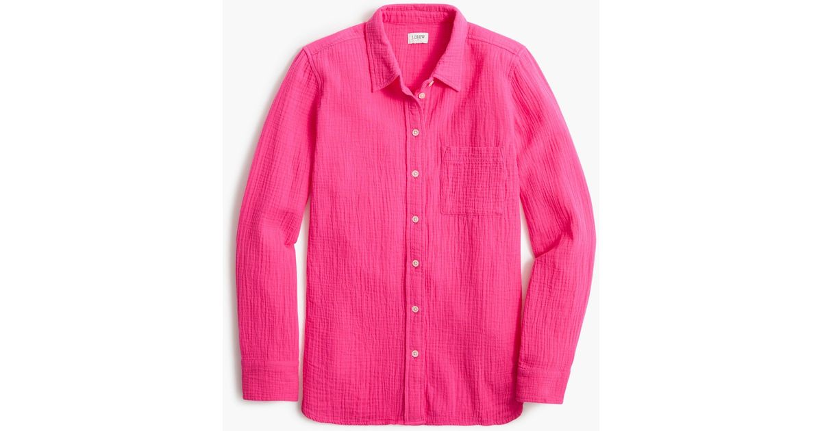 J.Crew Gauze Buttonup Shirt in Pink Lyst