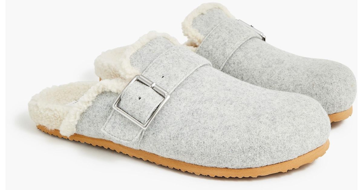 J.Crew Sherpalined Mule Slippers in White Lyst