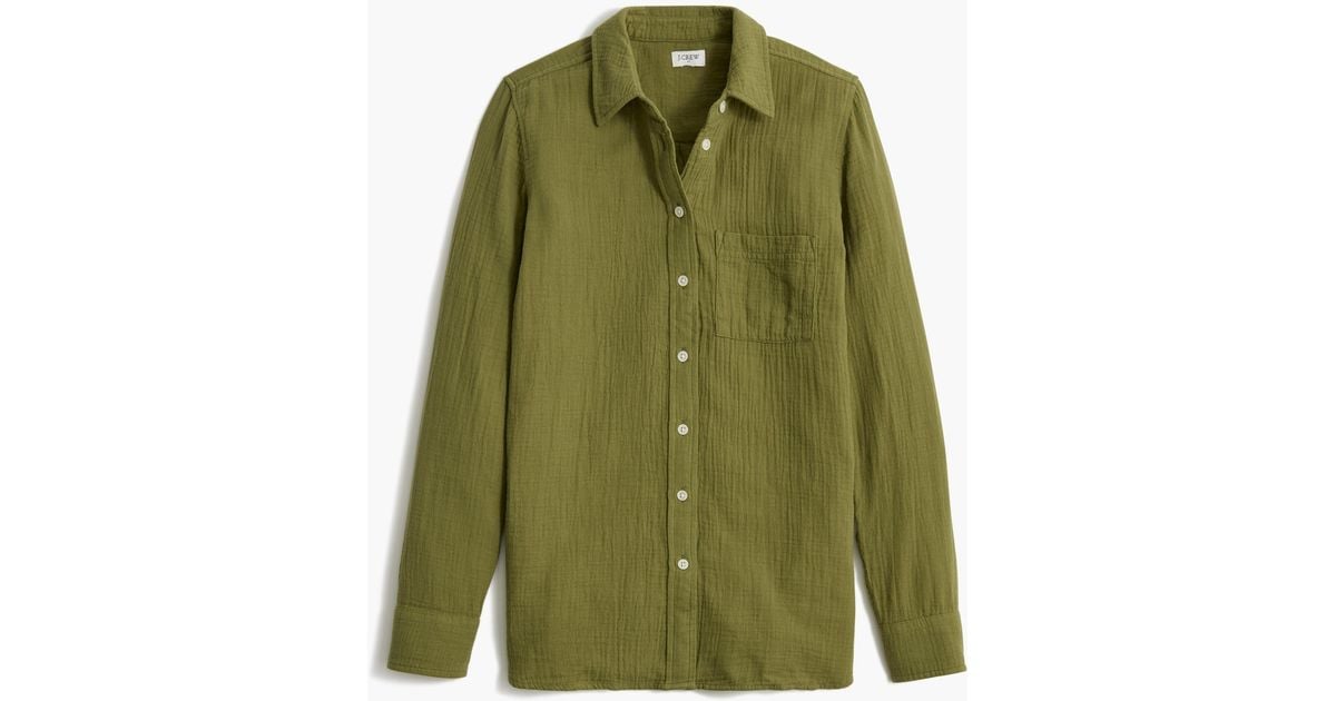 J.Crew Gauze Buttondown Shirt in Green Lyst