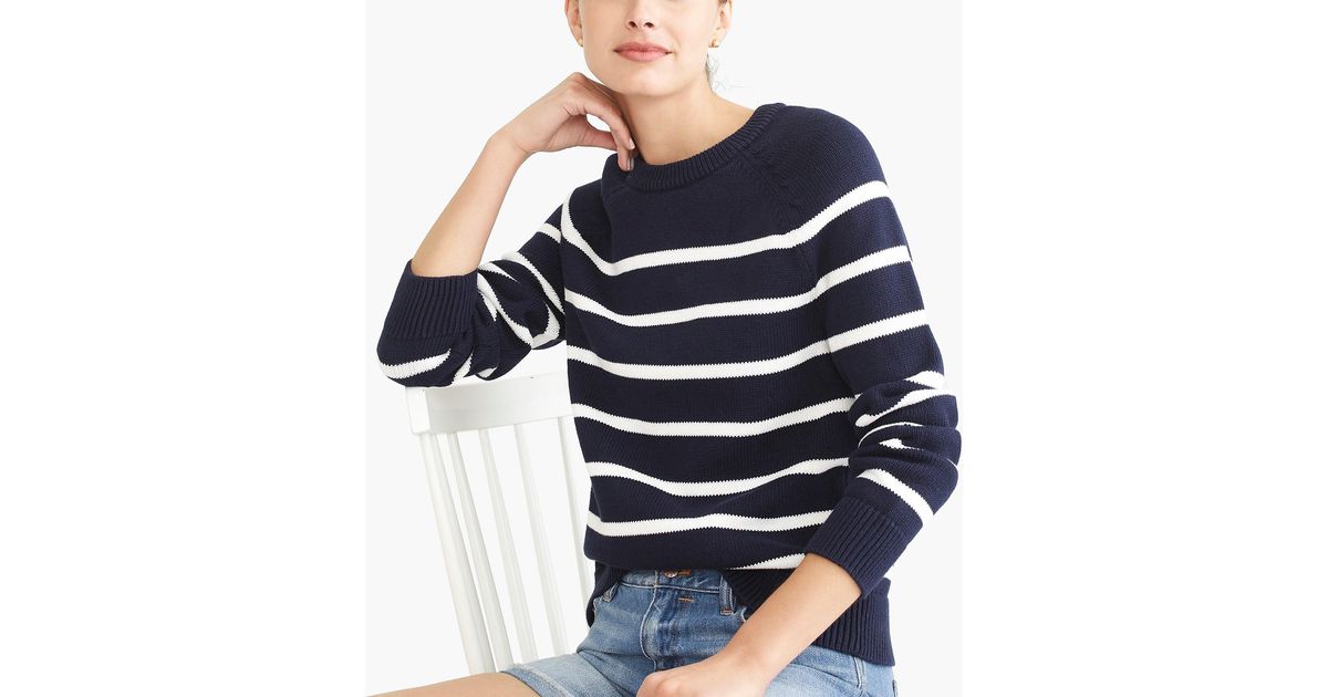 J.Crew Cotton Raglan Striped Sweater in 