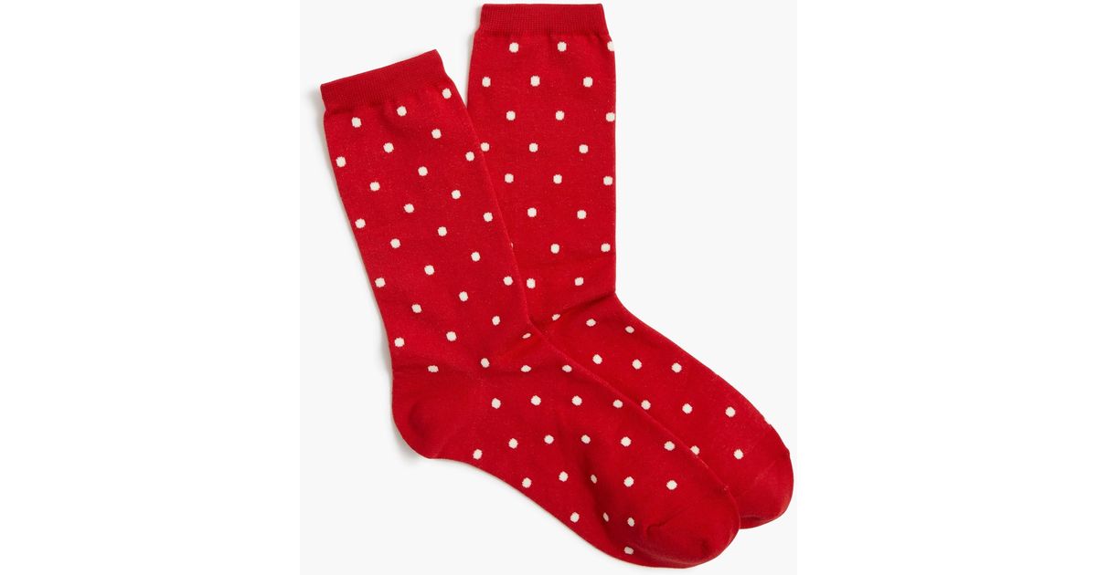 J.Crew Dotted Trouser Socks in Red Lyst