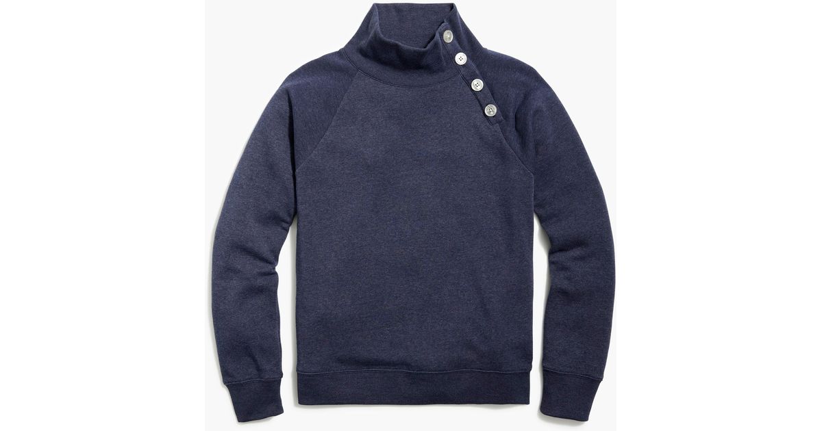 J.Crew Wide Button collar Pullover Sweatshirt In Cloudspun Fleece