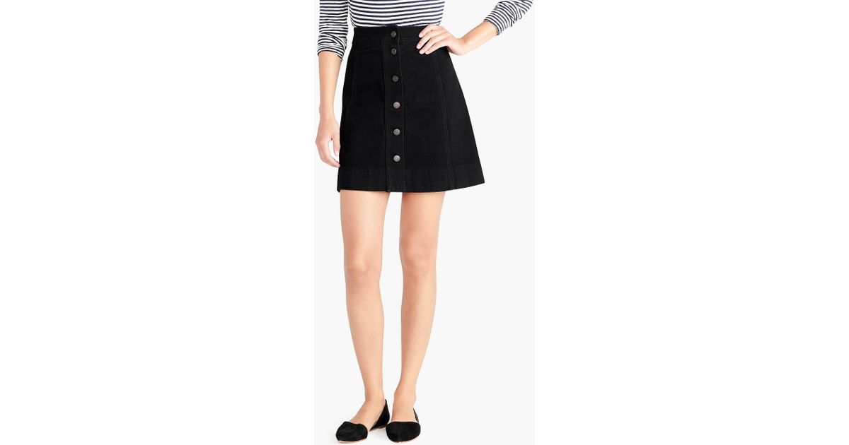 j crew button front denim skirt