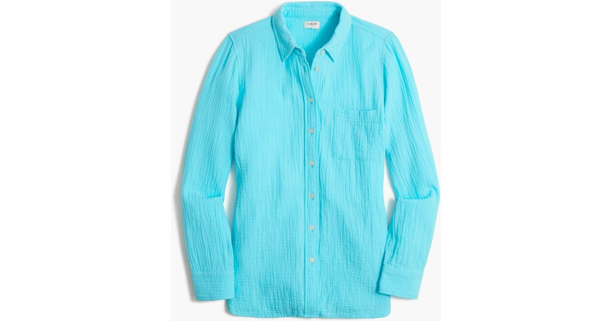 J.Crew Gauze Buttondown Shirt in Blue Lyst