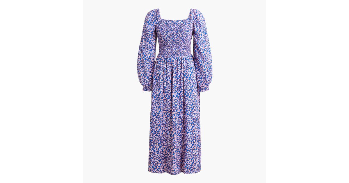 J.Crew Synthetic Floral Smocked Midi Dress - Lyst