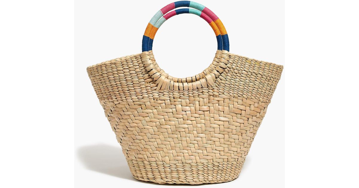 J.Crew Colorful Handle Straw Tote Bag Lyst
