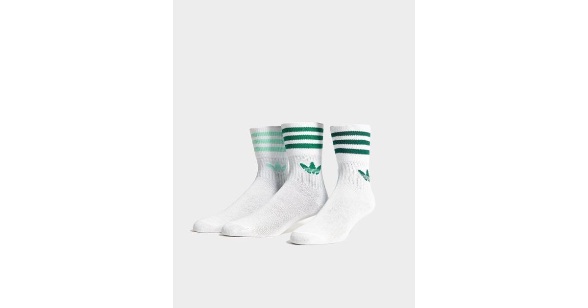 adidas Originals Cotton 3 Pack Trefoil Socks in White/Green (Green) for Men  - Lyst