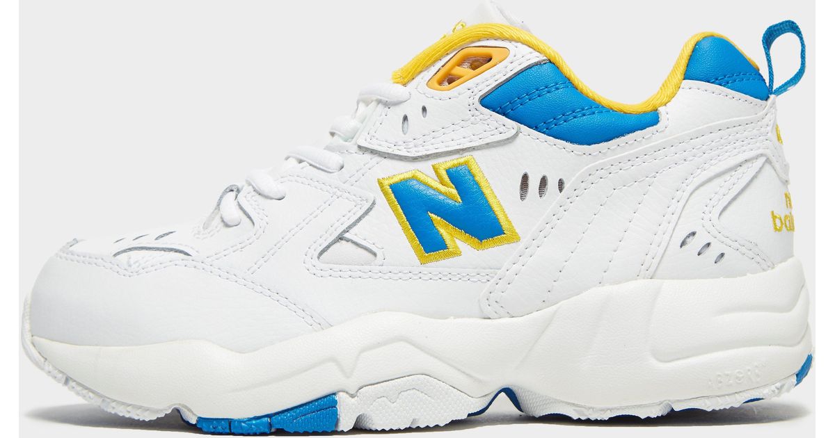 New Balance Leather 608 in White/Blue 