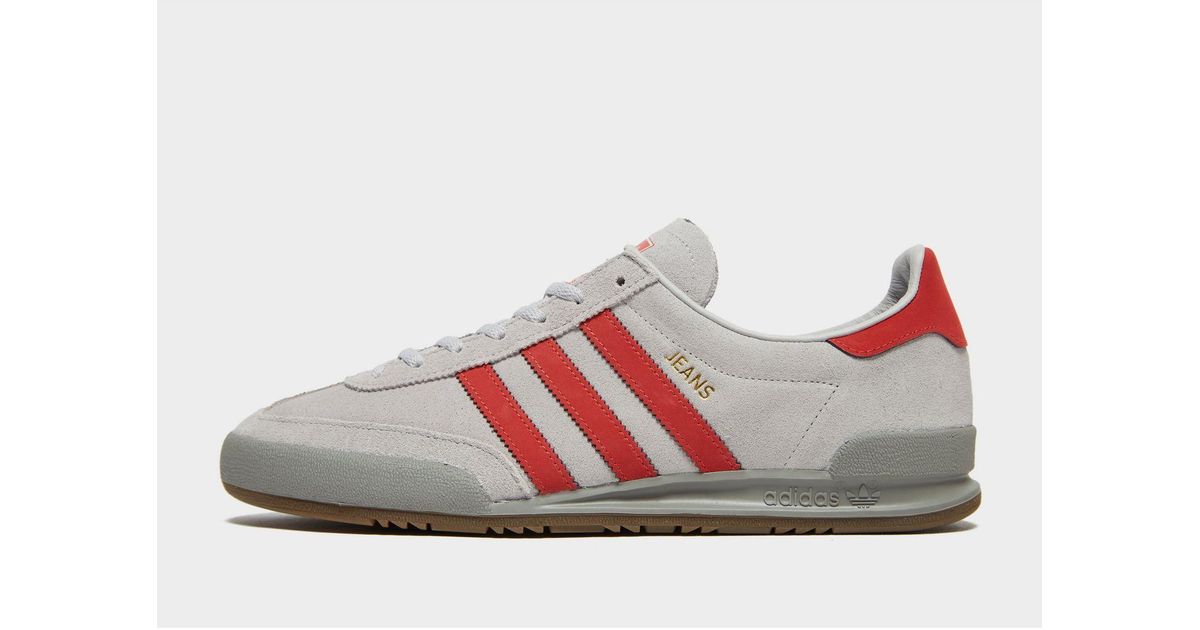 adidas jeans grey red