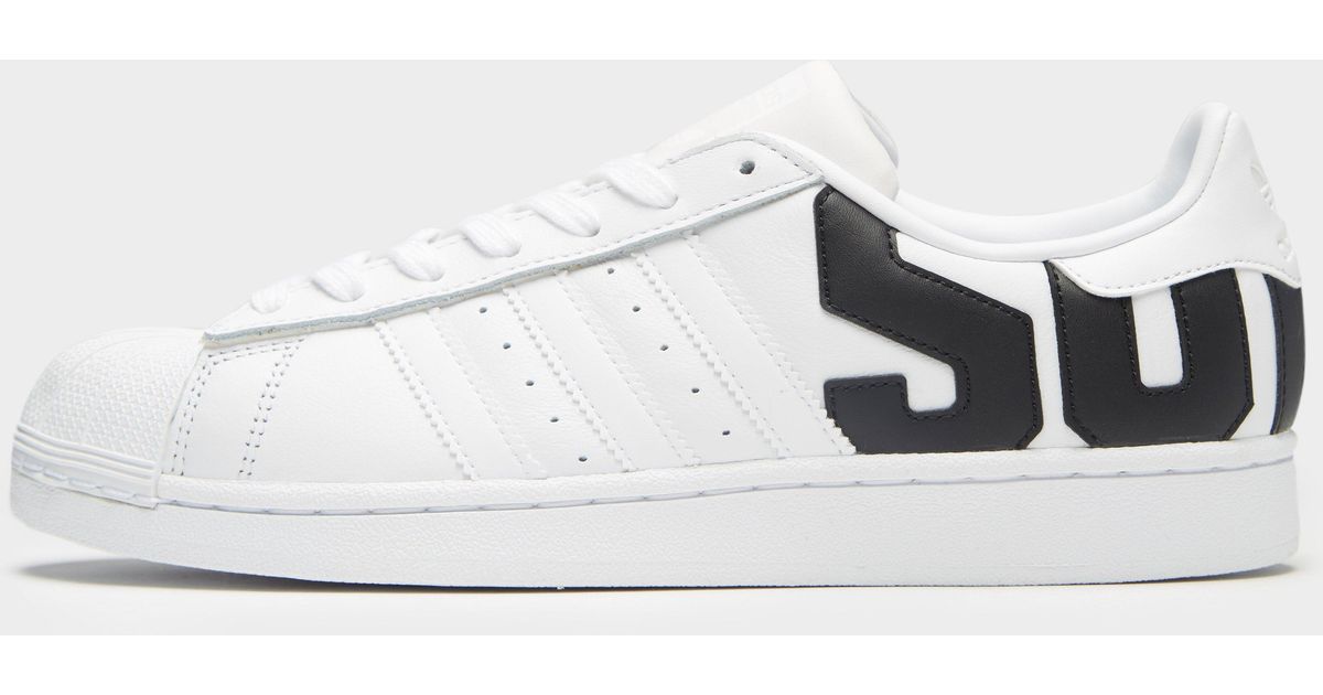 adidas Originals Leather Superstar Big Text in White/Black (White) for Men  - Lyst