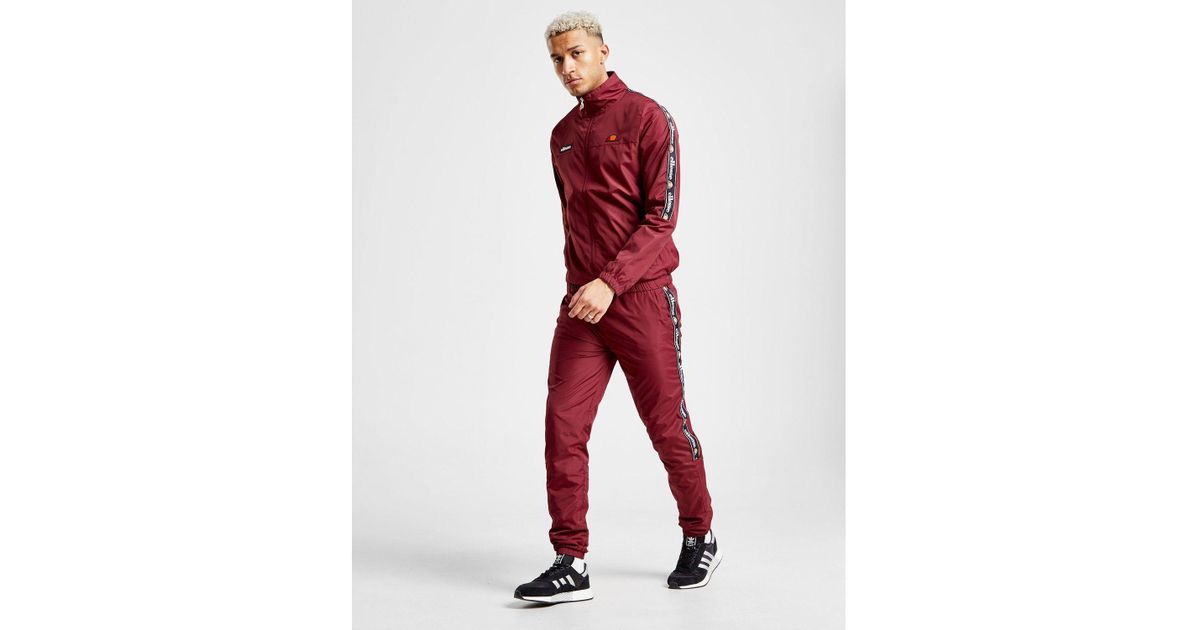 Castes Tape Woven Tracksuit in Burgundy 