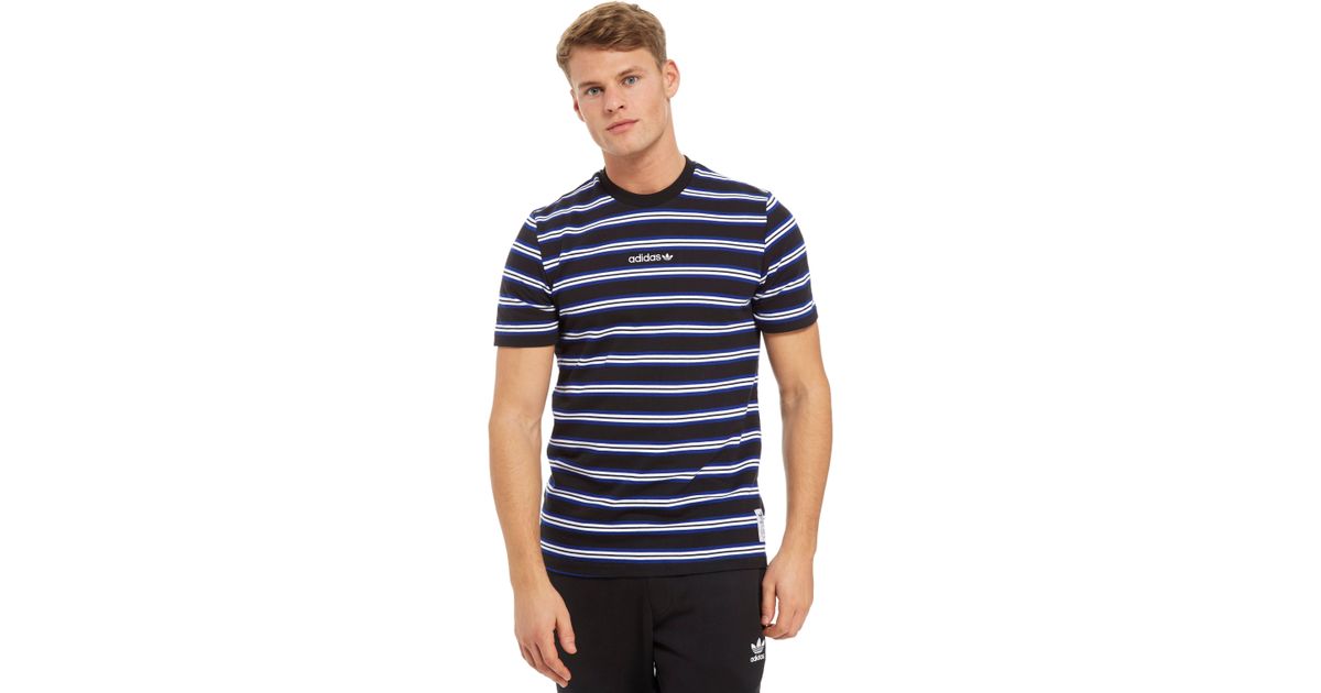 Adidas Originals Cotton St Peter Stripe T Shirt In Black Blue