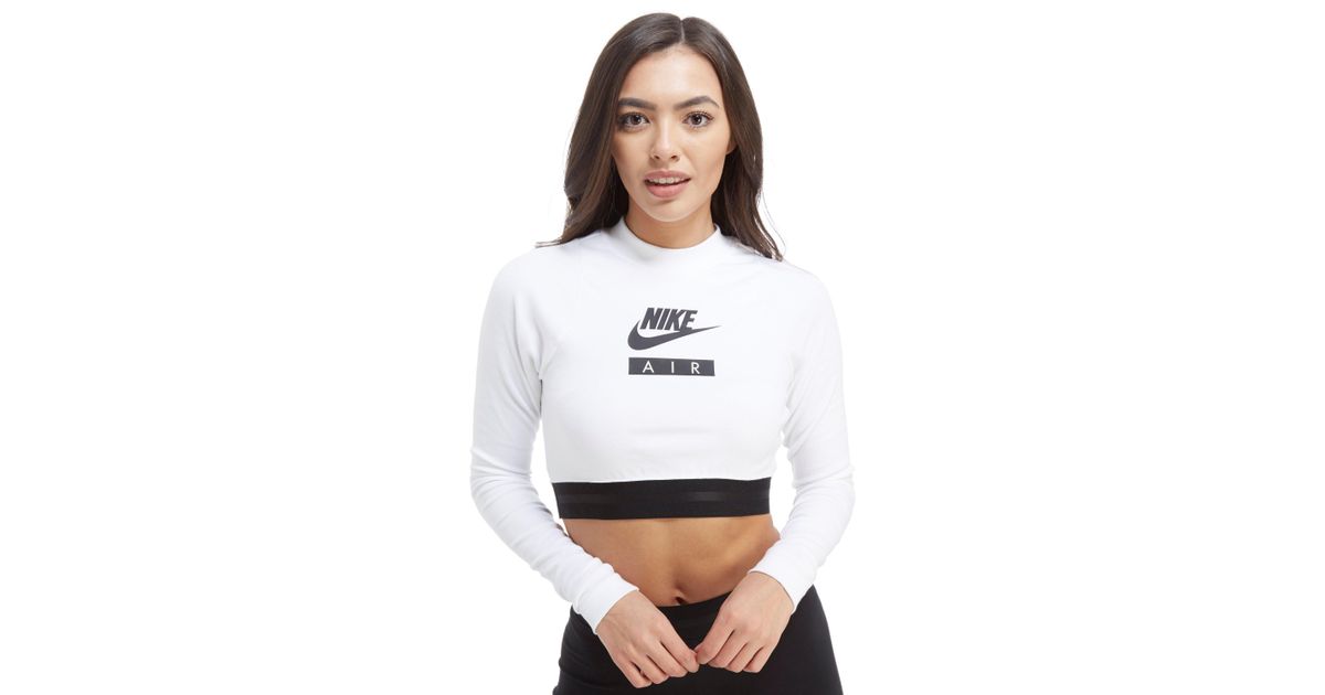 nike white long sleeve crop top