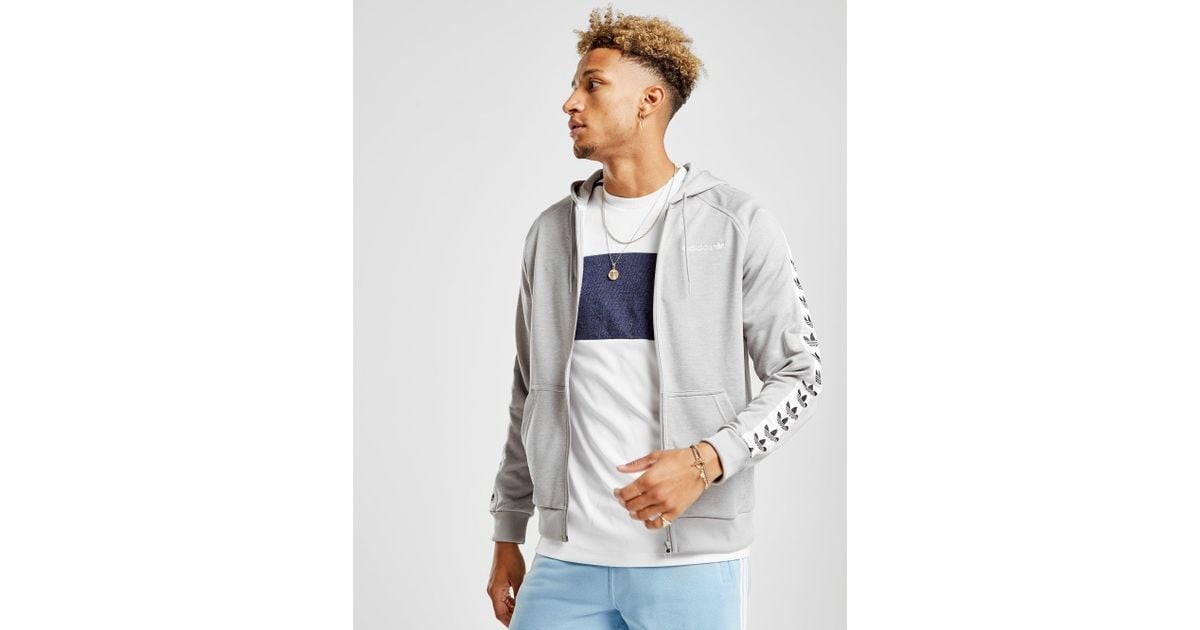 adidas originals tape full zip poly hoodie