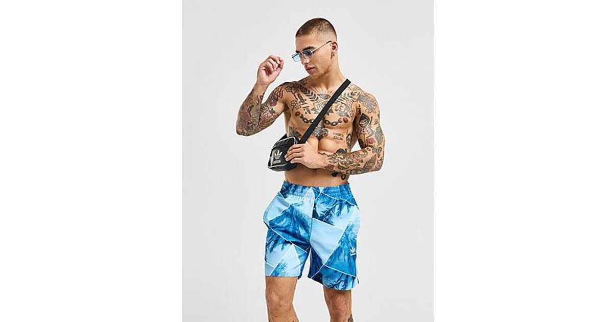 adidas Originals Palm All Over Print Swim Shorts in Blue for Men Lyst UK