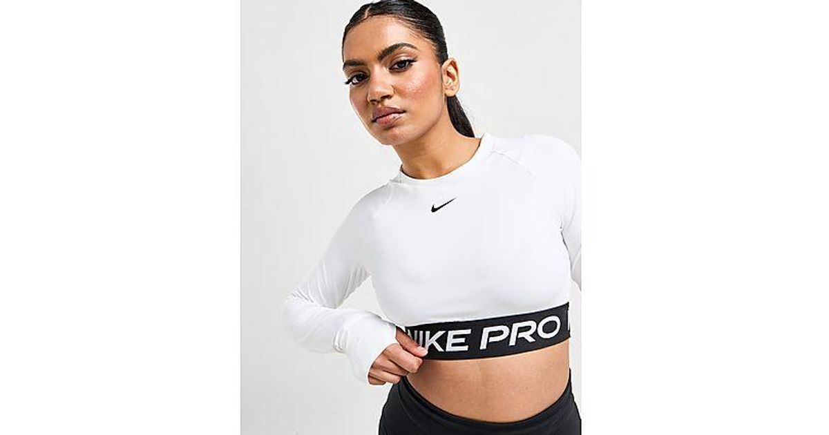 Nike Training Pro Long Sleeve Crop Top in Black Lyst UK