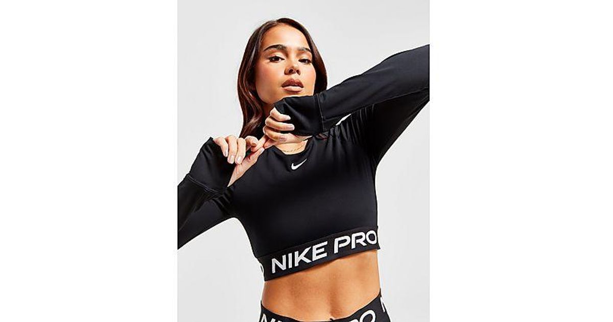 Nike Training Pro Long Sleeve Crop Top in Black