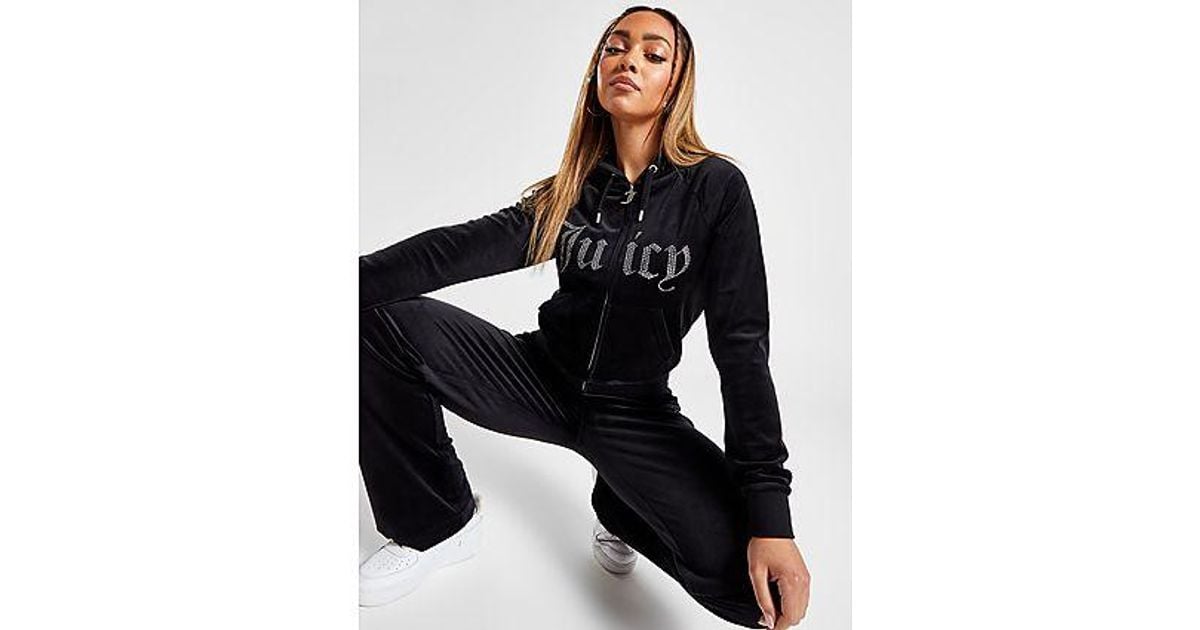 Juicy Couture Diamante Logo Full Zip Hoodie in Black Lyst UK