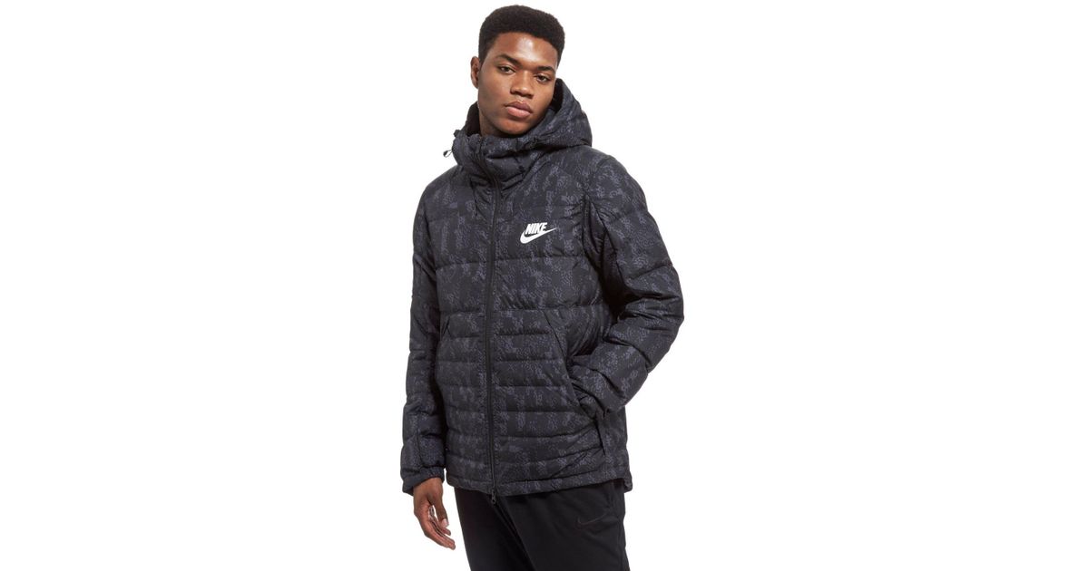 nike down fill hooded jacket black