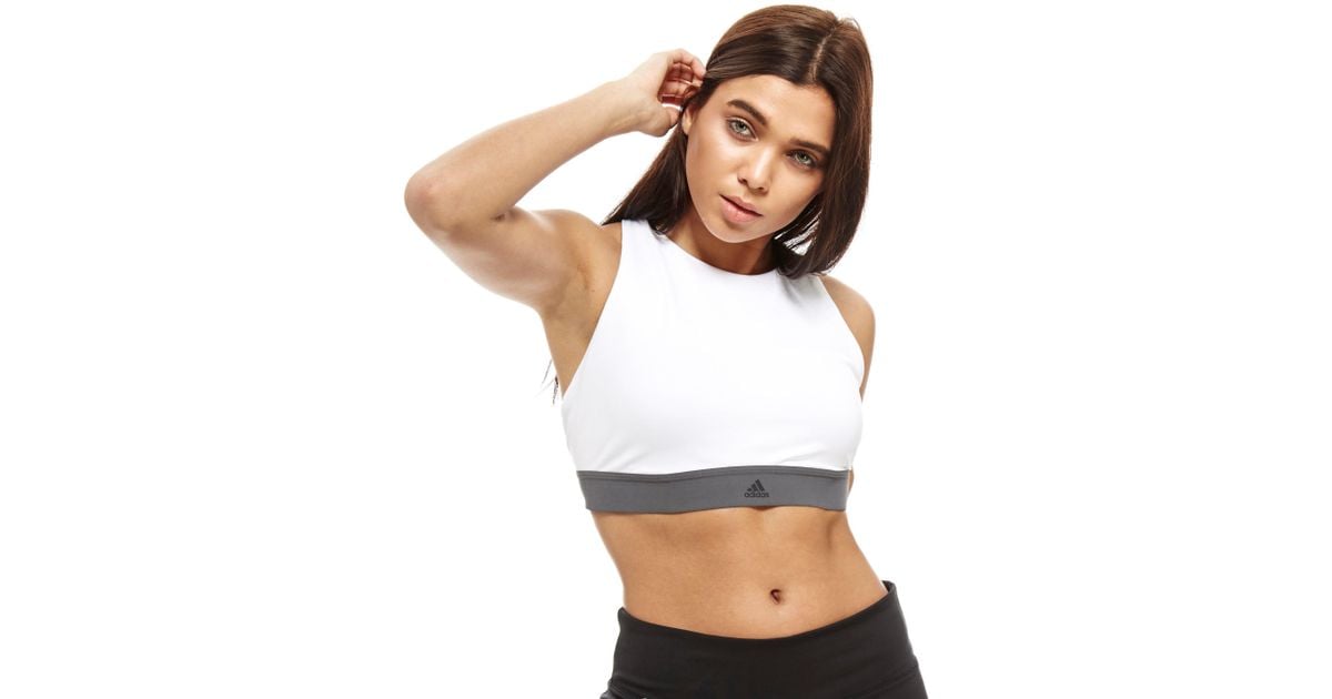 adidas Synthetic Halter Sports Bra in White Lyst